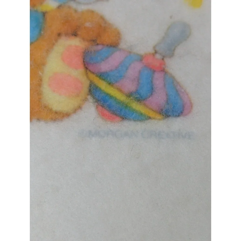 Morgan Riegel Teddy Beddy Bear Baby Blanket White Nylon Trim
